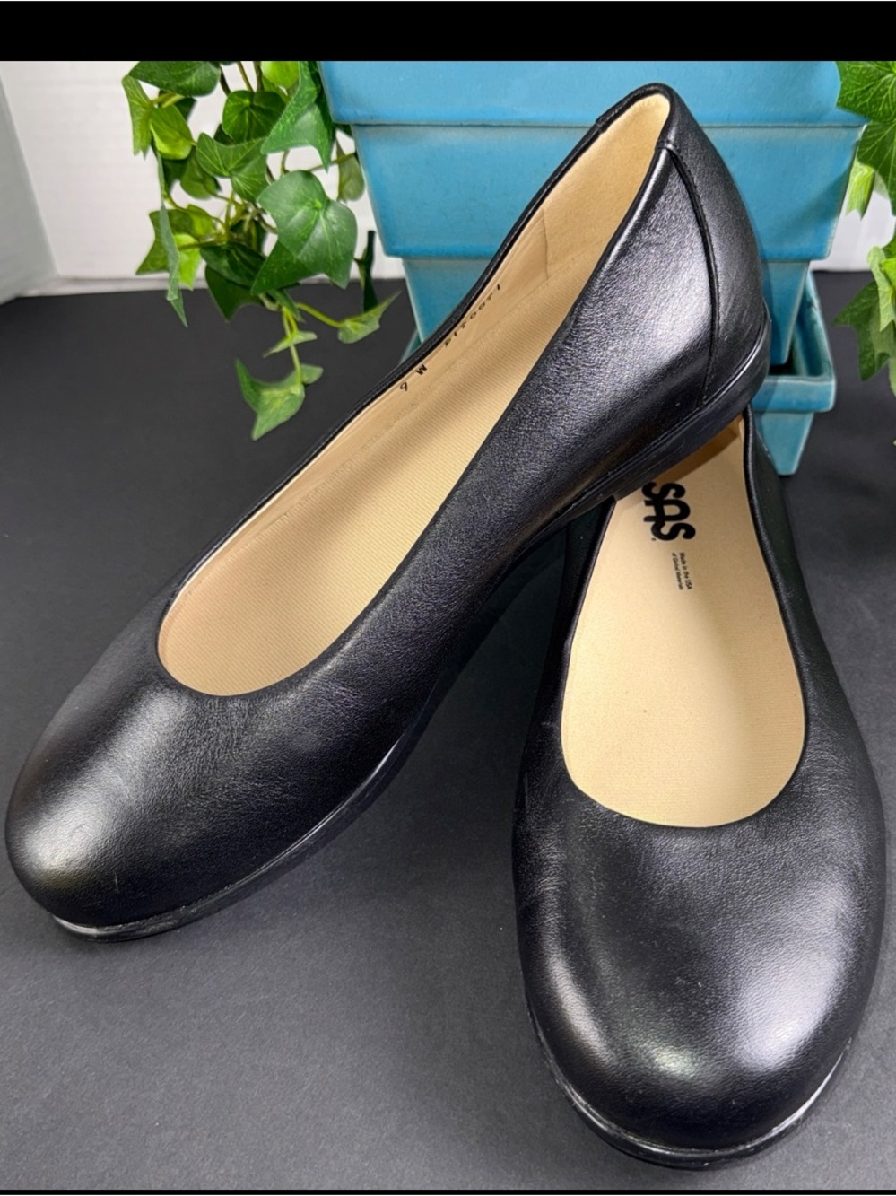 SAS Scenic Leather Sz 9W Ballet Flats Comfort Shoes Slip On Womens USA Made EUC!